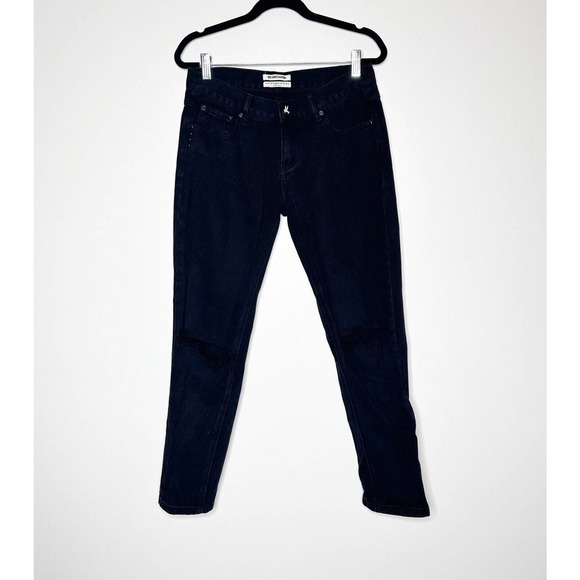 One Teaspoon Awesome Baggies Crop Ankle Jeans Women's Distressed Black Size 26 - Picture 2 of 7